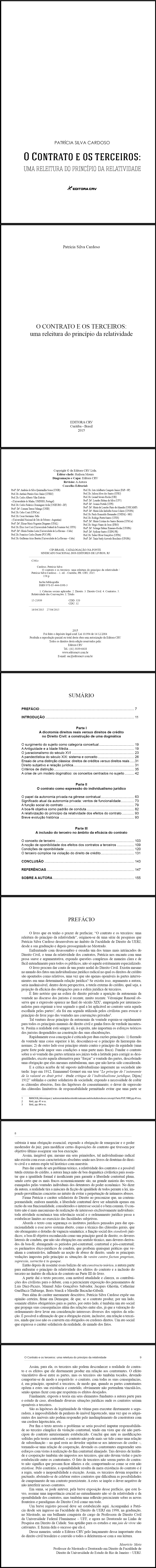 O CONTRATO E OS TERCEIROS:<br>uma releitura do princípio da relatividade